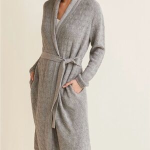 Garnet Hill Cotton and Alpaca Pointelle  Knit Robe